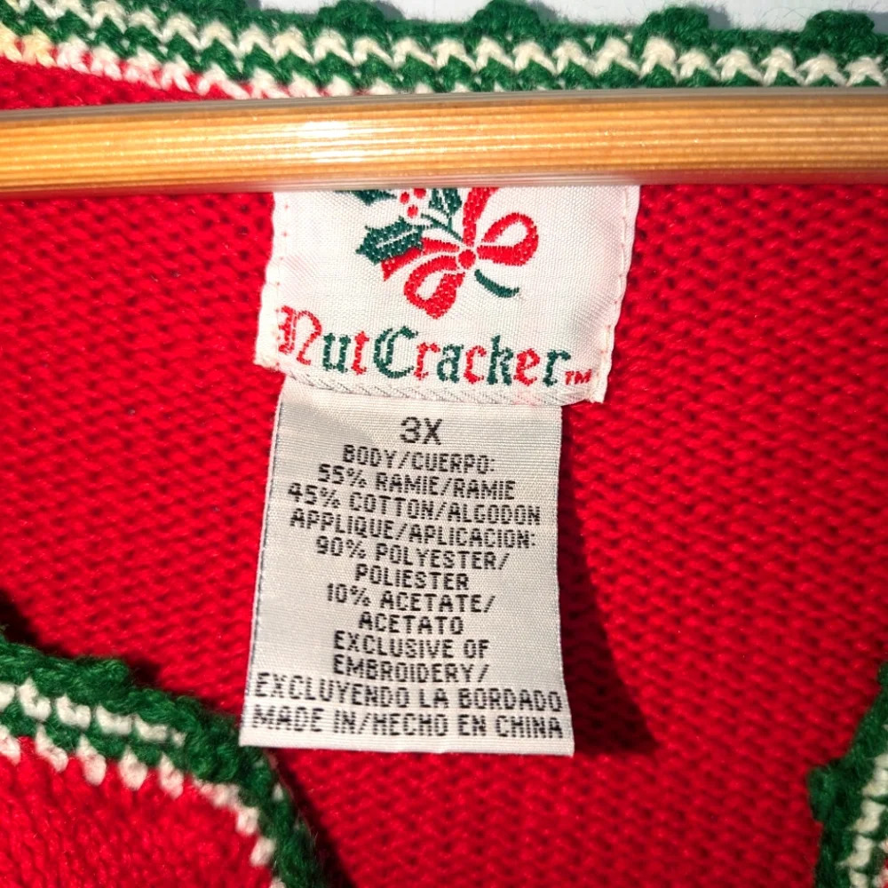 Nutcracker Christmas Cardigan‎ Sweater in Red size 3X Knit Snowman Presents - Picture 4 of 9